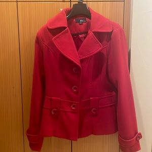 Red pea coat